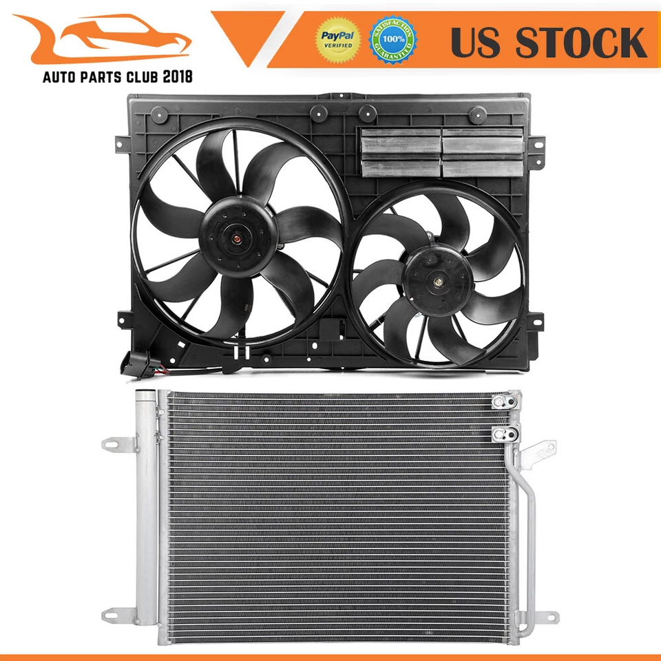 AC Condenser and Cooling Fan Assembly Fit for 2013-2014 Volkswagen Beetle - Image 1 of 4