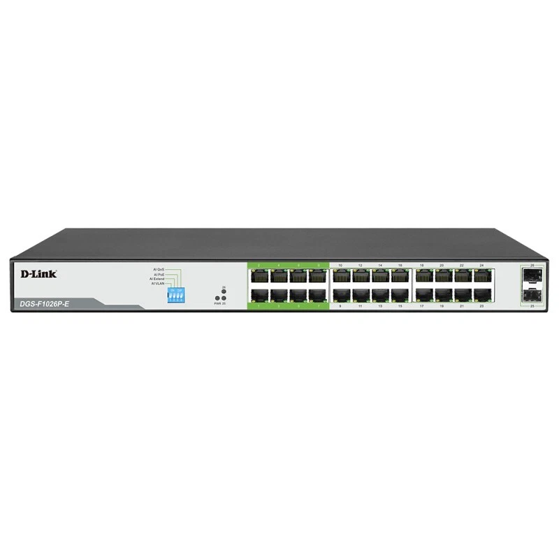 D-Link DGS-F1026P-E 26-Port Gigabit PoE Switch With 24 PoE+ Ports & 2 SFP Uplink - Image 1 of 1
