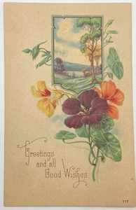 Antike Postkarte "Grüße und alle guten Wünsche" Anfang 1900 - Bild 1 von 2