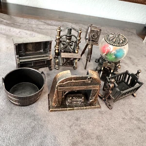 Lot of 7 Miniature Die Cast Metal Collectible Dollhouse Furniture Pieces - Picture 1 of 16