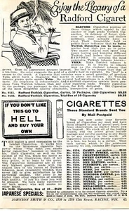 Kleingedruckte Anzeige von Radford Turkish Yaka Cigarettes von 1926 "Go To Hell Buy Your Own" - Bild 1 von 2