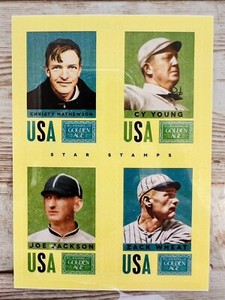 2014 Panini Golden Age Star Stamps #28 Cy Young/Joe Jackson/Mathewson/Wheat
