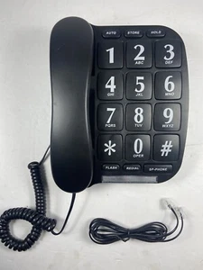Telefon stacjonarny z dużym przyciskiem czarny do domu, biura i seniorów z głośnikiem - Zdjęcie 1 z 11