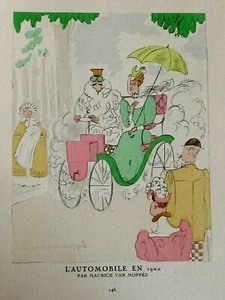 Maurice Van Moppès L'AUTOMOBILE EN 1900 Pochoir Gazette Bon Ton EO 1921 - Picture 1 of 6
