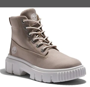 Timberland Greyfield Women's Lace-Up Combat Ankle Boots Beige Canvas Size 10 - Picture 1 of 6