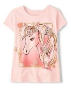New Pink TCP The Children's Place Horse Tee Shirt Size XL 14 NWT - Picture 1 of 2