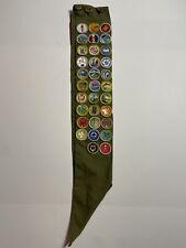 Vintage Boy Scouts BSA Green Sash w 40 Patches Badges