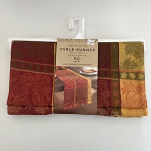 Kürbisgitter Jacquard 90 Zoll Herbst Herbst Herbst Tischläufer - Bild 1 von 5
