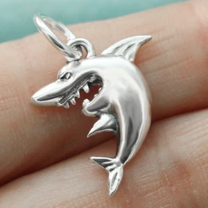 925 Sterling Silver Shark Pendant Charm Fish Sea Life Animal F Necklace Bracelet - Picture 1 of 6