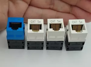 Leviton 5G108-BW5, Gigamax Cat5e Keystone Insert Connector, 3 White 1 Blue (Lot) - Picture 1 of 9