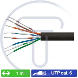 UTP Network Cable Cat. 6, 1mt meter, copper conductor, IP65 Ethernet Hard Wires - Picture 1 of 2