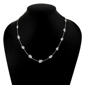 10CTW Natural Diamond Polki Slice Long Chain Necklace In 925 Sterling Silver PN3 - Picture 1 of 5