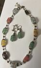 Ensemble collier et boucles d'oreilles perles de verre de Murano années 1950 - 60