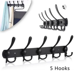 Clothes Coat Door Holder 5/15 Hooks Rack Hat Wall Hanger Rail Stainless Steel - Picture 1 of 8