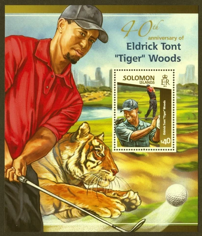 Solomon Islands Sc# 1804, Golfer Tiger Woods, Souv. Sheet, VF/XF MNH, SCV $10.55 Cover
