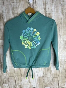 Lands' End Girls Size M 8 Pullover Teal-Green Sweatshirt Hoodie Elastic Waist - Picture 1 of 9