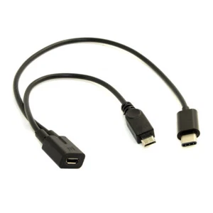 Micro USB Female to Type-C USB-C 3.1 & Micro USB Male Splitter Extension Cable - Picture 1 of 9