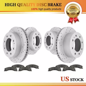 Front Rear Drilled Rotors + Ceramic Brake pads for Silverado Sierra 2500 3500 HD - Picture 1 of 6