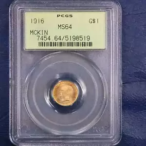 1916 G1$ McKinley Commemorative Gold 1$ - PCGS MS64 Green Label - Picture 1 of 4