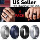 4 Pack Silicone Wedding Engagement Ring Men Women Rubber Band Gym Sports US