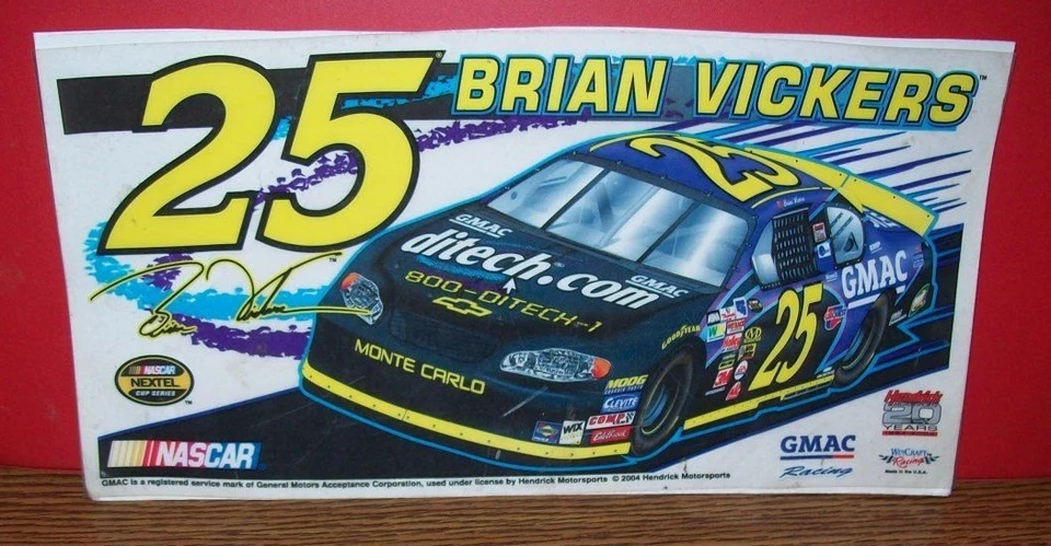 Calcomanía adhesiva estática Brian Vickers #25 GMAC 2004 WINCRAFT Foto 1 de 1