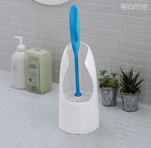 Set spazzola e supporto pulizia ciotola wc manico plastica testa rotonda ribaltabile - Foto 1 di 2