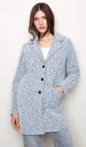 Neu mit Etikett Charlie B solider Boucle Strickmantel Jacke meliert anthrazitgrau - Bild 1 von 1