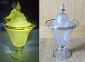 Dorflinger Clear Lidded Glass Candy Dish Acid-Etched Gold Gilded Manganese *READ - Picture 1 of 11