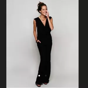 Oliver Grace Womens Black Jumpsuit Sabrina Dress Casual Rtls $180 XL Ships Fast! - Picture 1 of 3