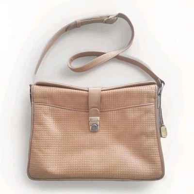 Vintage 1970s Lisette Purse Brown Textured Crossbody Pockets Boho Work Bag  - Image 1 of 4