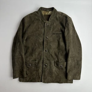 Vintage Trachten Suede Austrian Khaki Jacket Men’s Size 52 - Picture 1 of 14