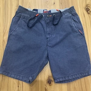Super Dry Brand Mens Sun Scorched 100% Cotton Navy & White Chino Shorts Size 33W - Picture 1 of 3