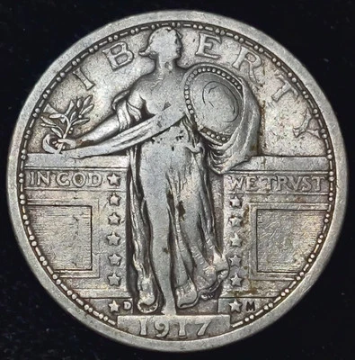 1917-D  TYPE 1  STANDING LIBERTY SILVER QUARTER ~ BETTER DATE   - Image 1 of 2