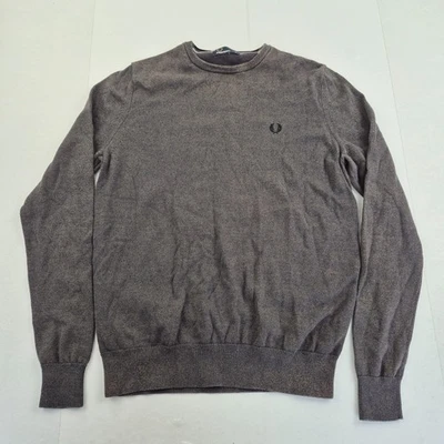 Jersey FRED PERRY gris medio para hombre cuello redondo tejido logotipo bordado - Imagen 1 de 4