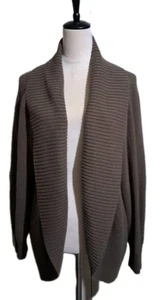 Elle kuschelige Strickjacke Schalkragen vorne offen olivgrün Strukturstrick Damen XL - Bild 1 von 12
