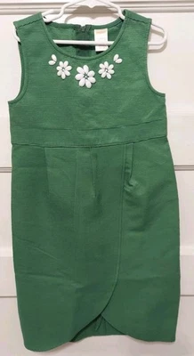 Gymboree Girl's Size 9 Green Sleeveless Jumper Dress With White Beads - Image 1 of 4