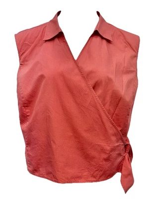 VTG Style & Co Women Size 22W Sleeveless V-Neck Wrap Tie Top Coral 100% Cotton - Image 1 of 4