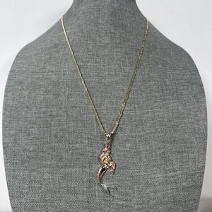 750 Italy Yellow Gold Plated play, it Figaro Links Vintage Chain With Mermaid - Picture 1 of 7