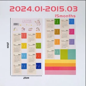 15 Monate 2024 Kalender Aufkleber Kawaii selbstklebend Etiketten Monatsplaner - Bild 1 von 7