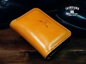 Saddle Leather Credit Card Case / Hand Sewing / Hand Made / From Japan - Picture 1 of 11