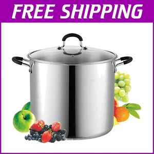 Elegant 12 Quart Stainless Steel Stockpot with Tempered Glass Lid & Cool Handles - Picture 1 of 9