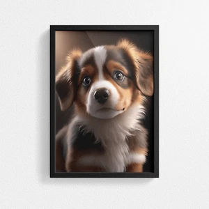 Niedliches Hund/Welpe Portrait - Wandbild Deko Druck Poster - A6 A5 A4 A3 A2 A1 - Bild 1 von 13