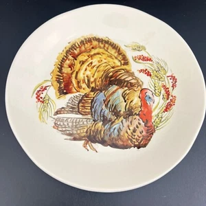 Pottery Barn Watercolor Thanksgiving Turkey Salad/Desert Plates - Picture 1 of 7
