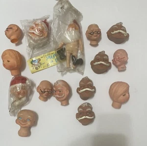 VinTage gruselige PUPPENKÖPFE-Requisiten Halloween Deko/Basteln Set 15 Weihnachten Santa - Bild 1 von 12