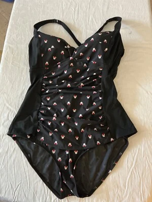 Traje de baño de una pieza Minnie Mouse a lunares negros de Disney para mujer Foto 1 de 4