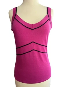 Small Spenser Jeremy Silk Blend Raspberry Sleeveless Sweater Black Accents Knit - Picture 1 of 5