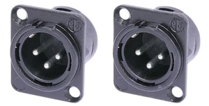2 Neutrik NC3MD-L-BAG-1 Male 3 Pin XLR Chassis Panel-Black Case Silver Contacts - Picture 1 of 1
