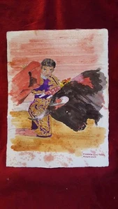 BULLFIGHTING n16 WATERCOLOR ONE PIECE Artistic Handpaper Fernando Diaz Peral - Picture 1 of 3