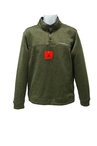 NWT Eddie Bauer Men’s Snap Mock Neck Fleece Pullover, Green, M Medium - Picture 1 of 5