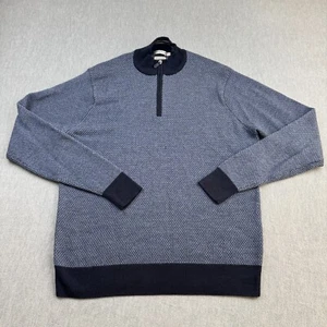 Peter Millar Sweater Mens 2XL Blue 1/4 Zip Pullover 100% Merino Wool Golf *Flaw - Picture 1 of 17